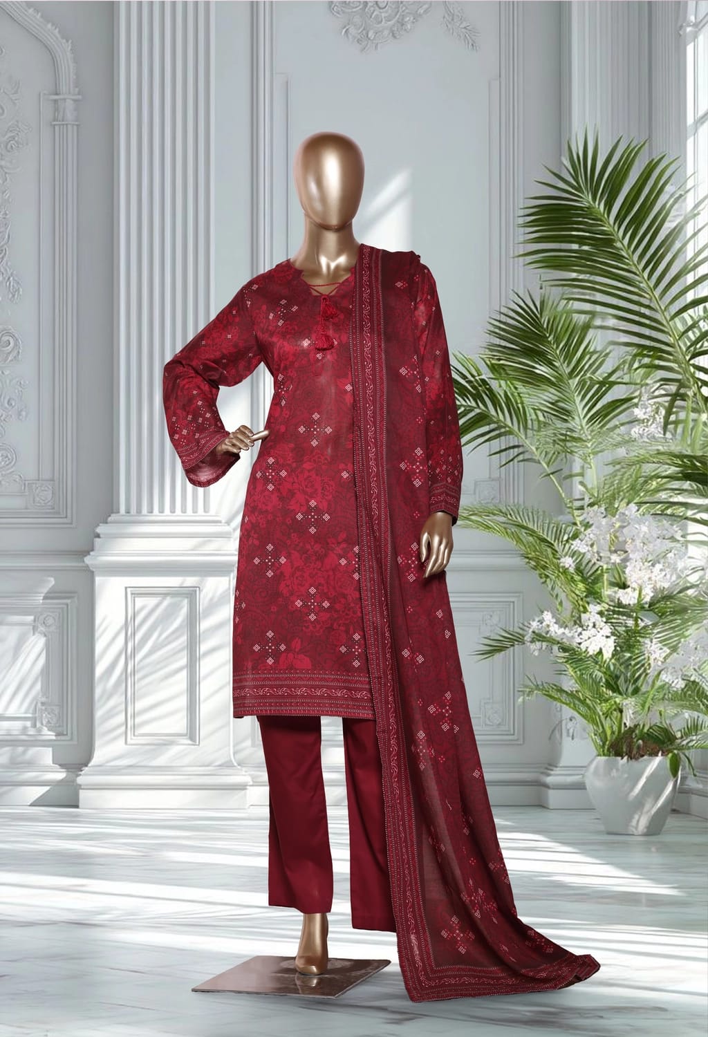 Binsaeed Lawn Printed 3pc (LSM103)