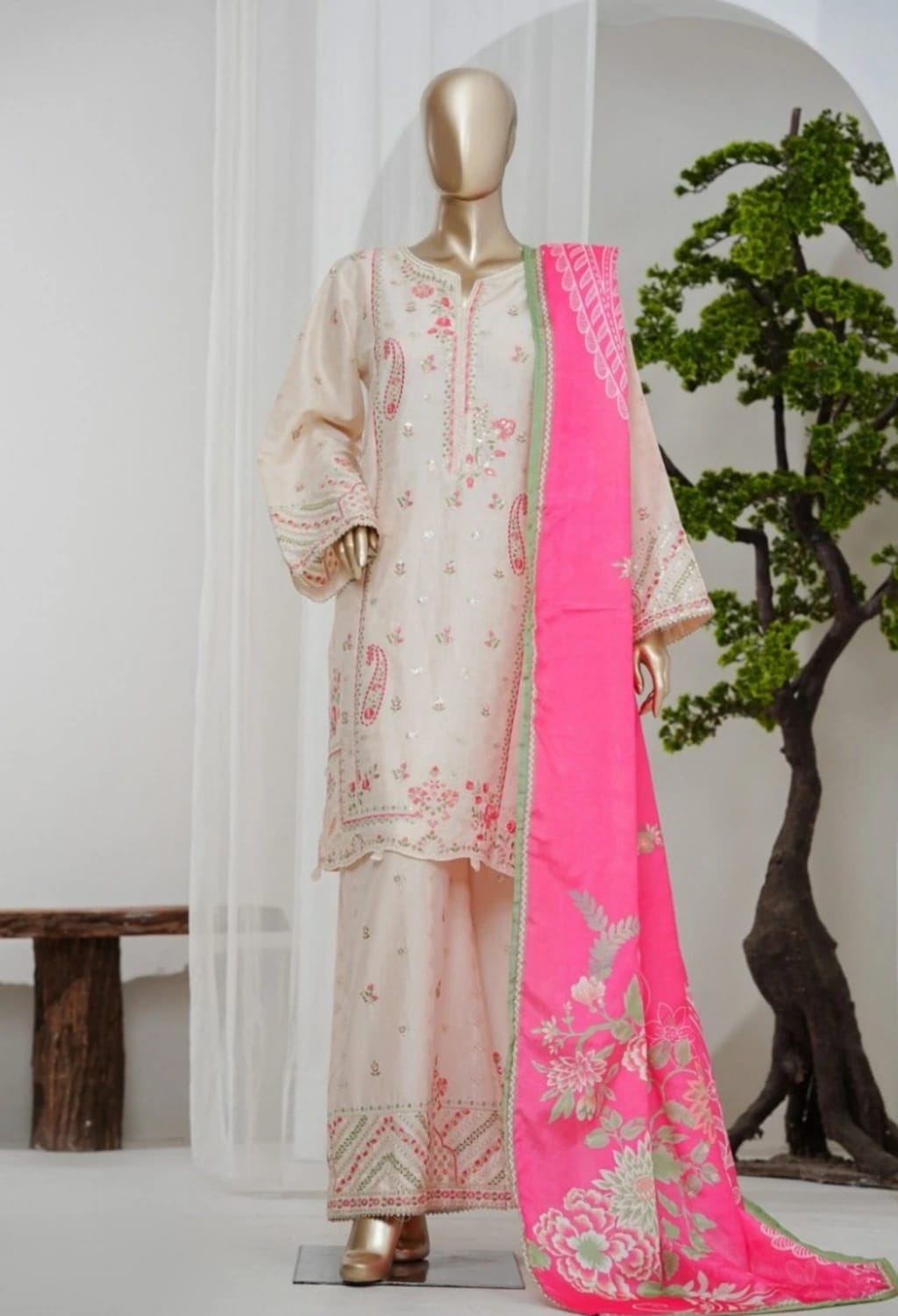 Binsaeed Jacquard Skin 3pc Embroidered D5