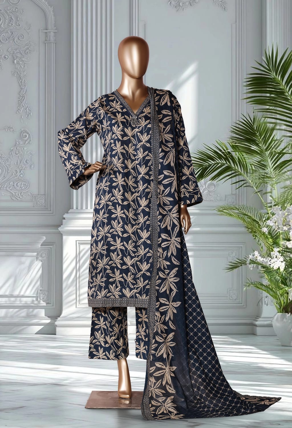 Binsaeed Lawn Printed 3pc (LSM120)