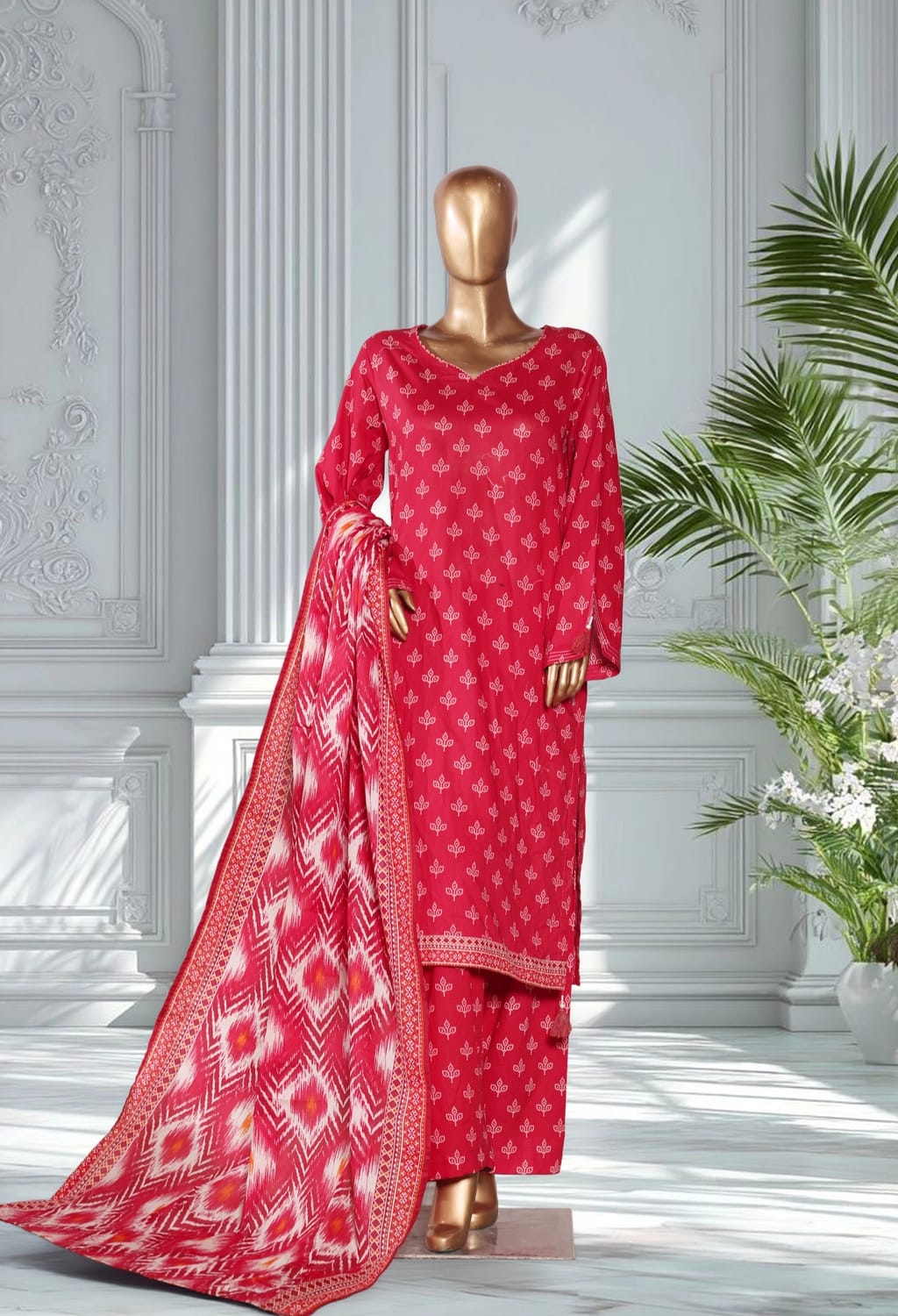 Binsaeed Lawn Printed 3pc (LSM127)