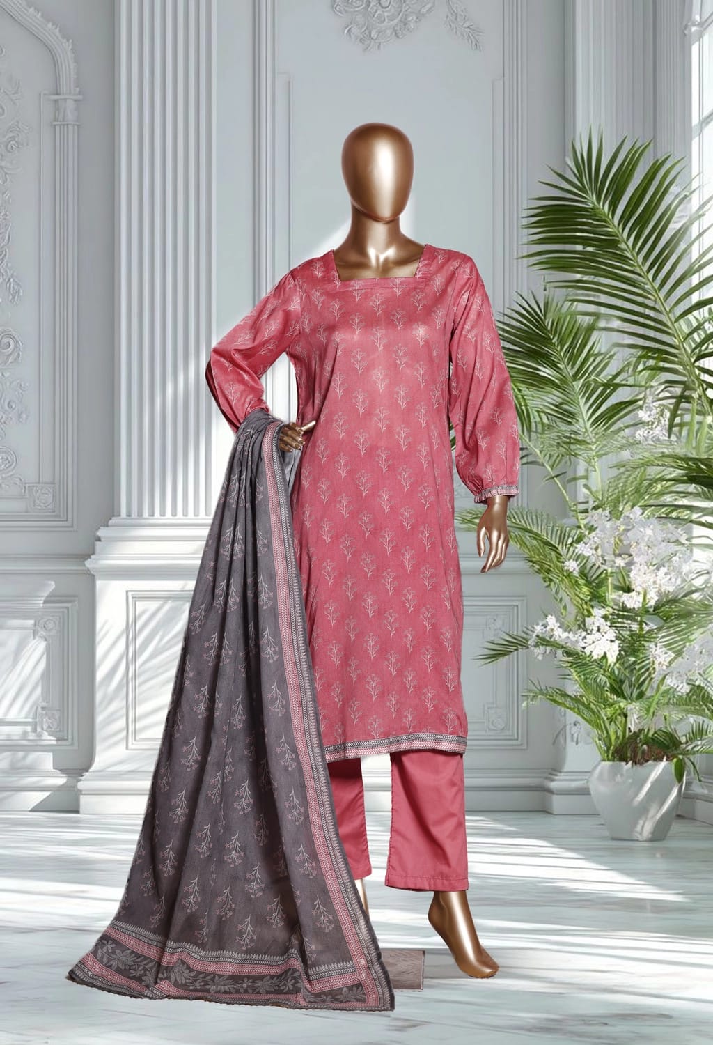 Binsaeed Lawn Printed 3pc (LSM052)