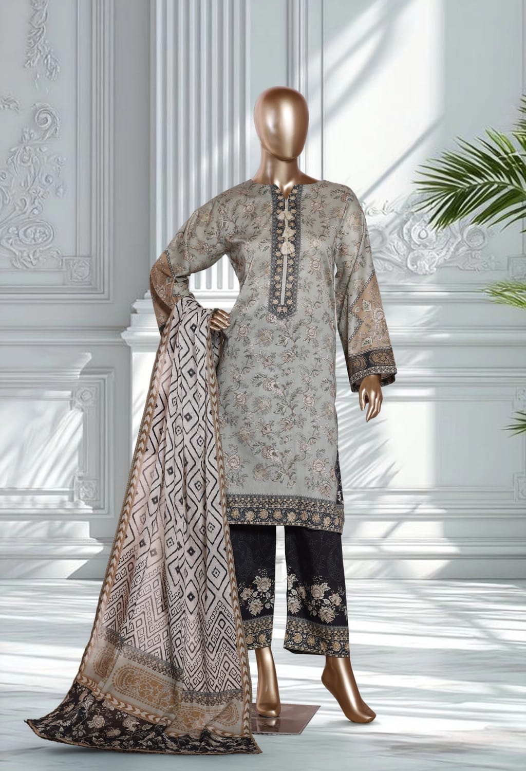 Binsaeed Lawn Printed 3pc (LSM066)