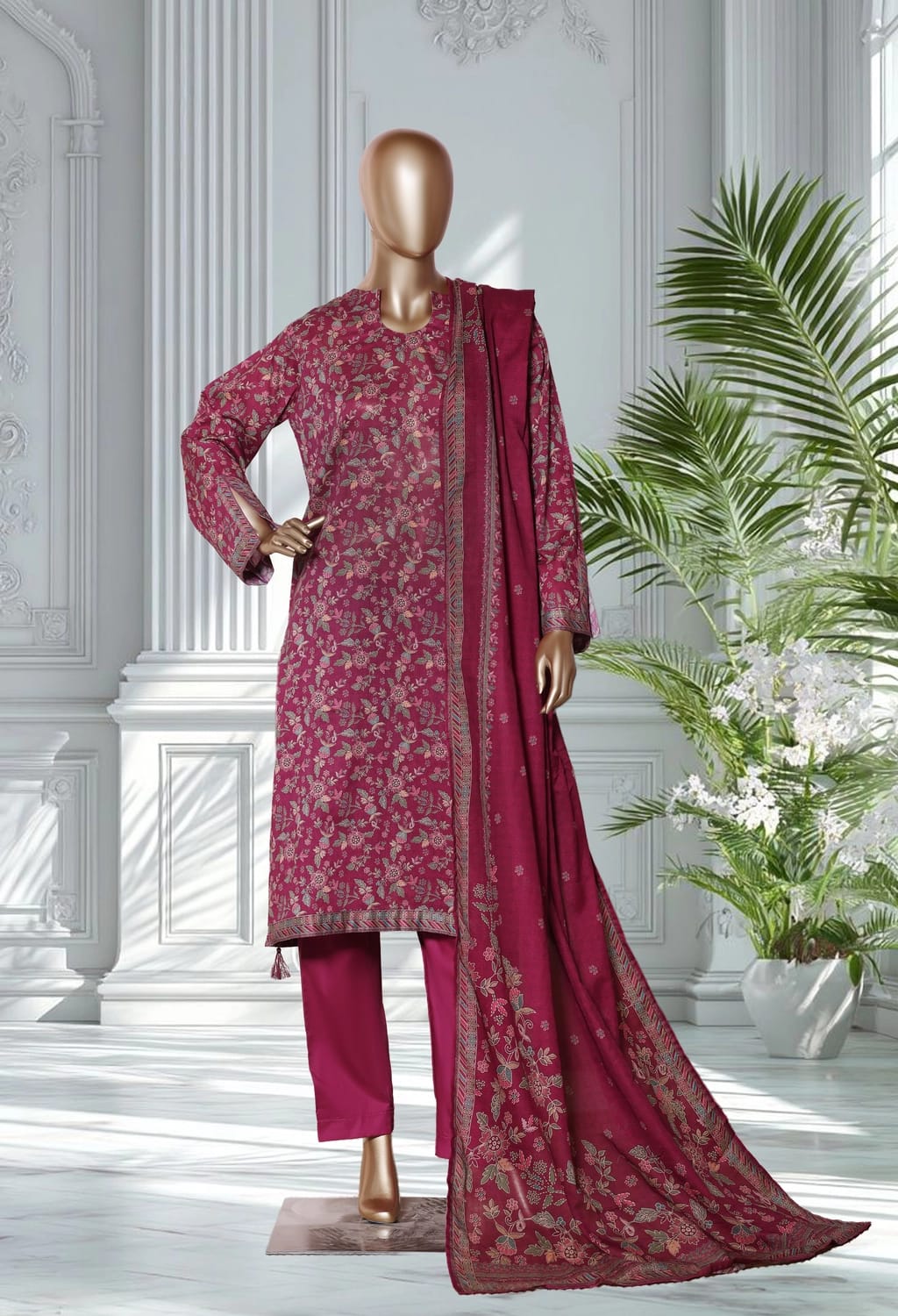 Binsaeed Lawn Printed 3pc (LSM070)