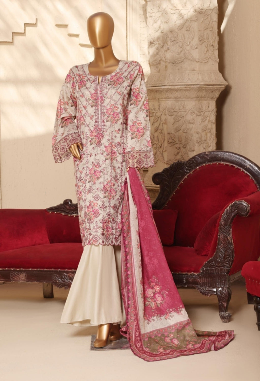 BIN SAEED EXCLUSIVE EMBROIDERED 3PC LSM 0340