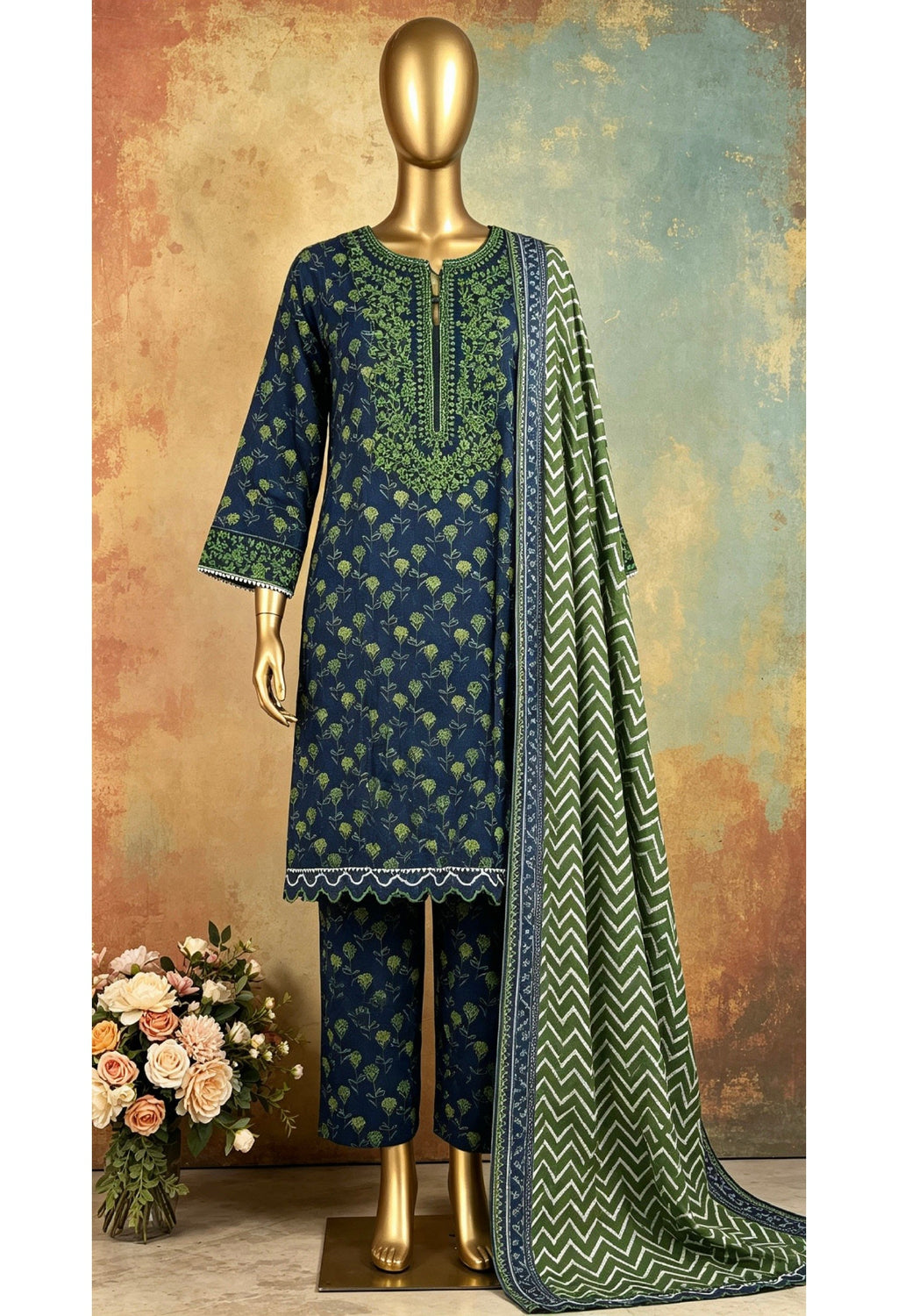 BIN SAEED EXCLUSIVE EMBROIDERED 3PC LSM 0277