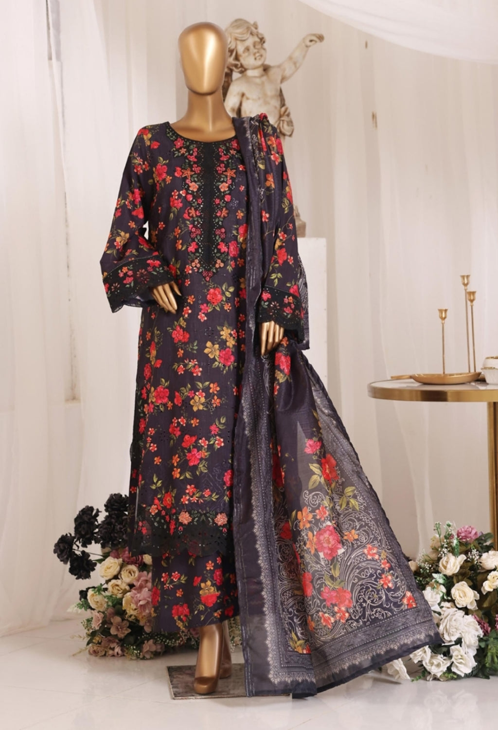 BIN SAEED LUXURY CHIKANKARI & CUTWORKKARI 3PC COLLECTION 01