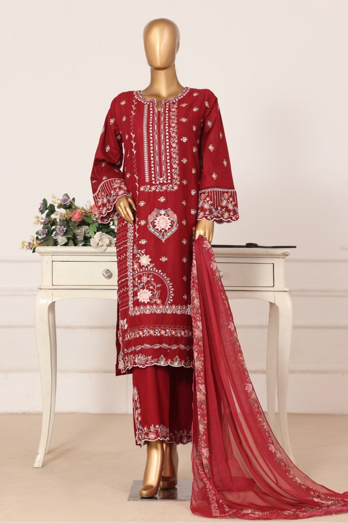 Binsaeed Lawn Embroided 3pc (D2557-O)