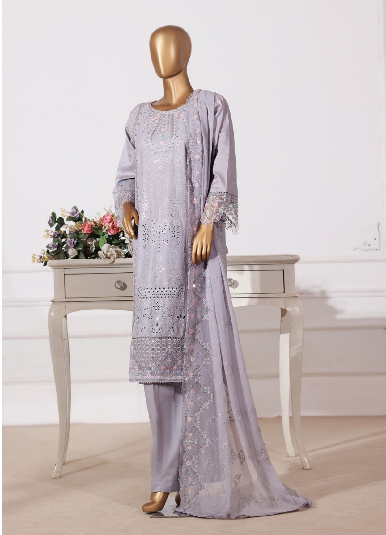 Binsaeed Lawn Embroided 3pc (D2523-B)