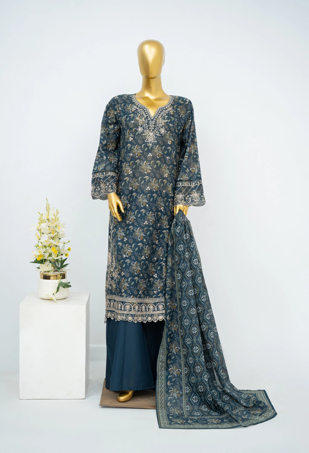 BIN SAEED EXCLUSIVE EMBROIDERED WITH BELLBOTTOM TROUSER 3PC COLLECTION