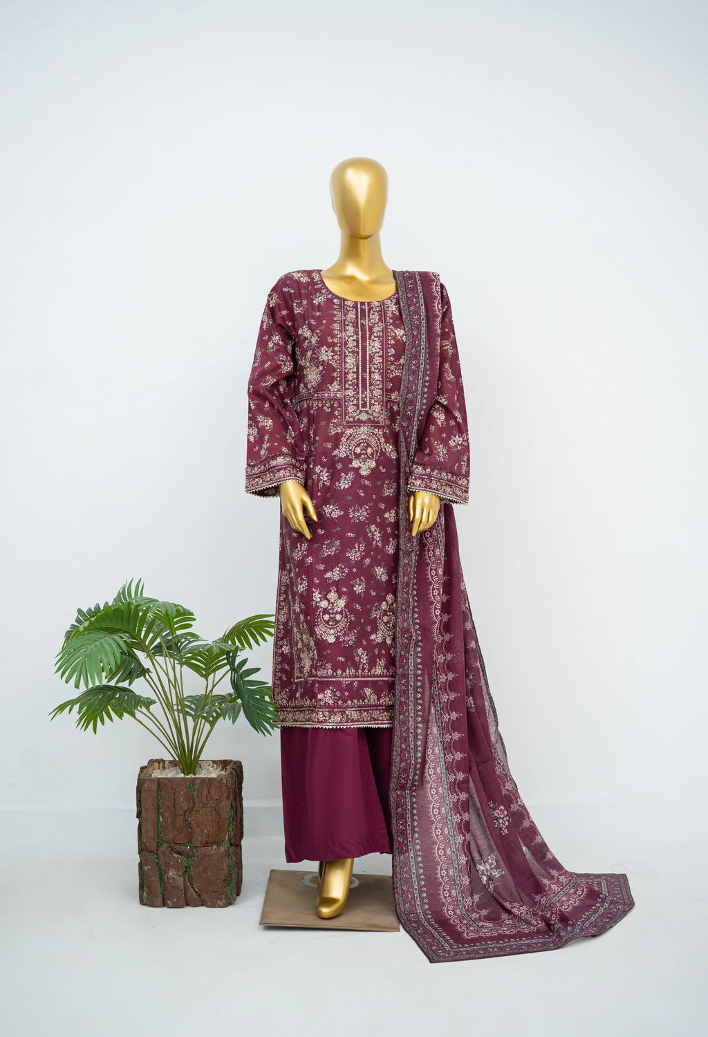 BIN SAEED EXCLUSIVE EMBROIDERED WITH BELLBOTTOM TROUSER 3PC COLLECTION