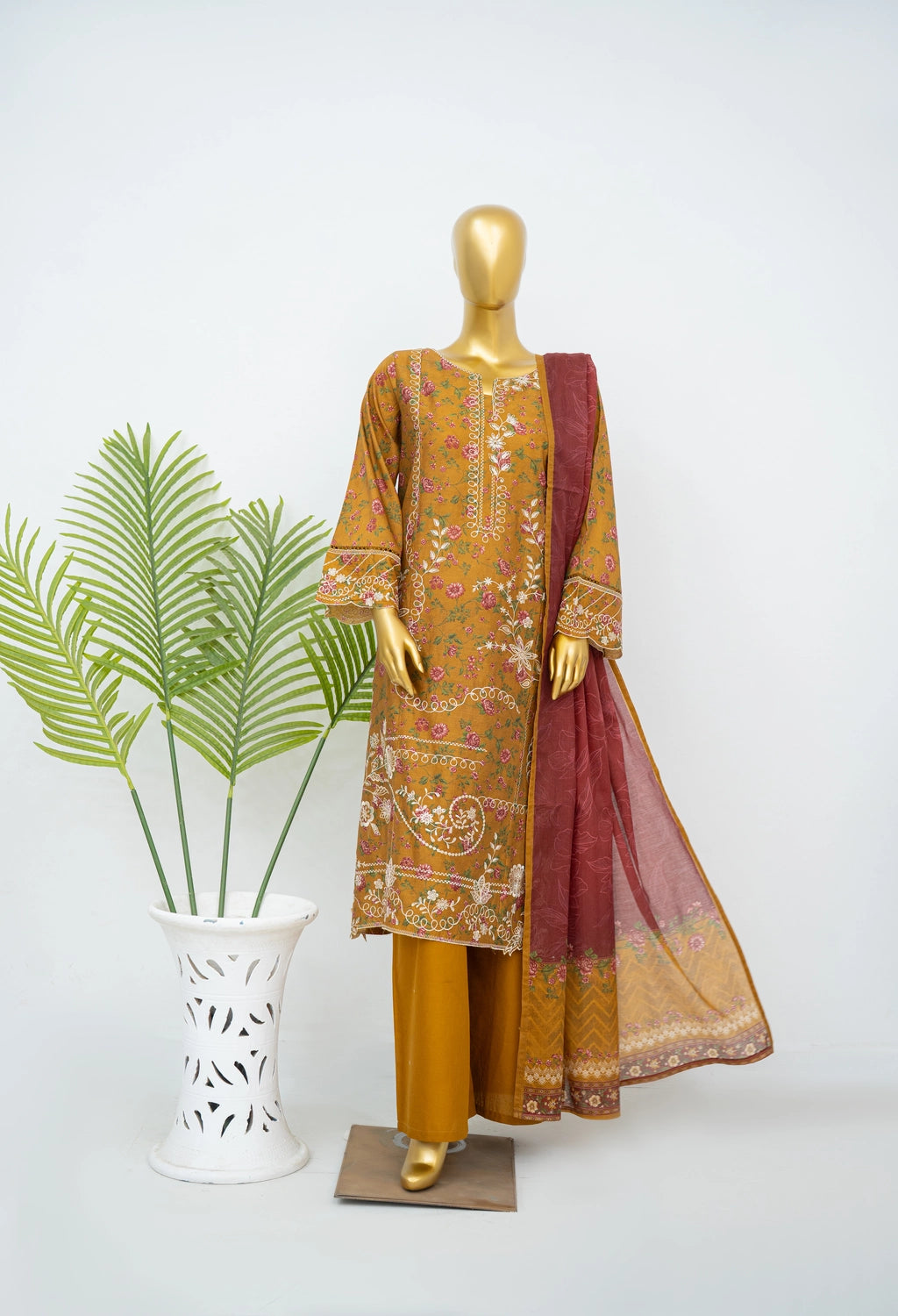 BIN SAEED EXCLUSIVE EMBROIDERED WITH BELLBOTTOM TROUSER 3PC COLLECTION