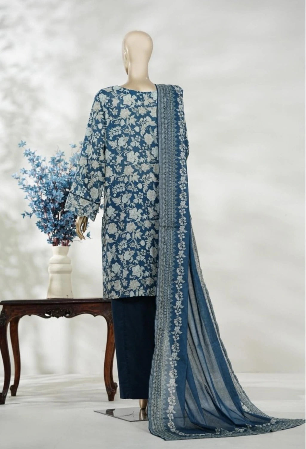 Bin Saeed Short Length Embroidered Shirt With Flapper Style Trouser D1