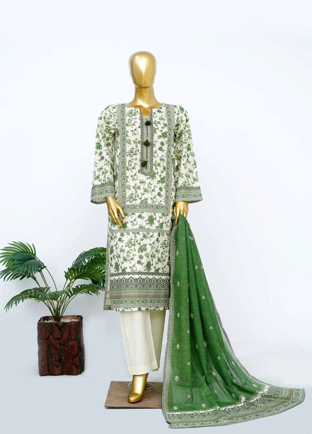 Binsaeed Printed Three piece LSM 0383