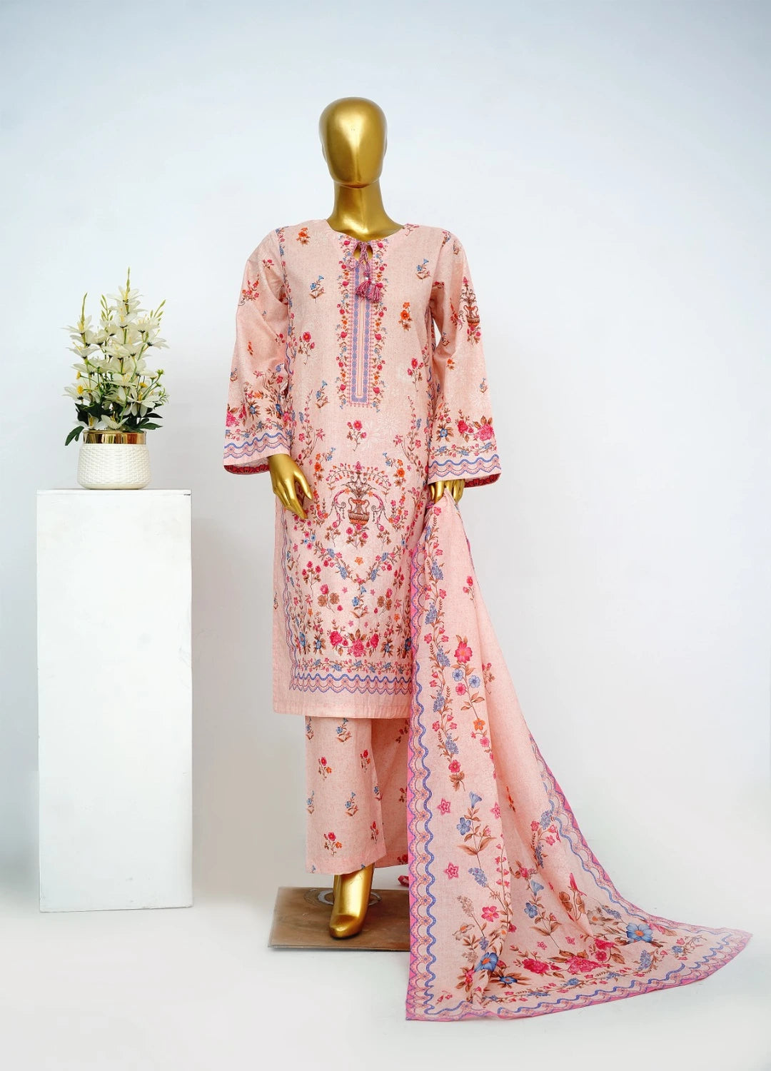 Binsaeed Printed Three piece LSM 0362