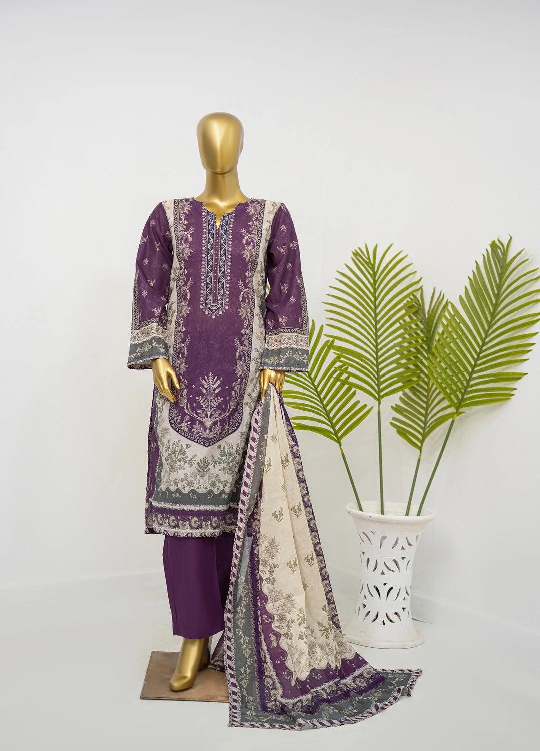 Binsaeed Printed Three piece LSM 0393