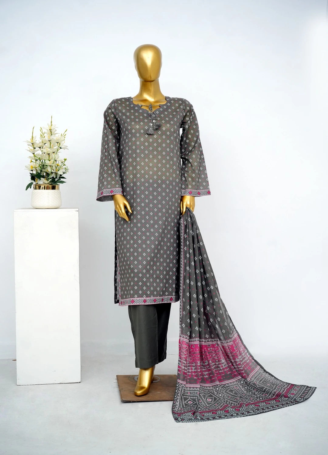 Binsaeed Printed Three piece LSM 0456