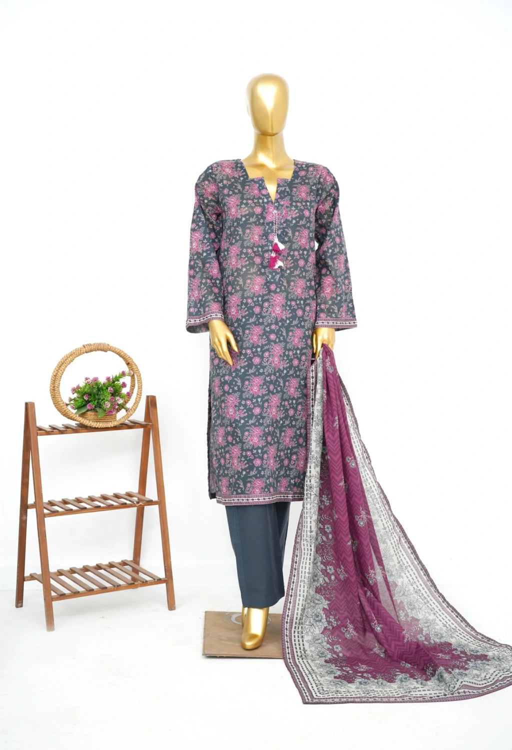 Binsaeed Printed Three piece LSM 0477