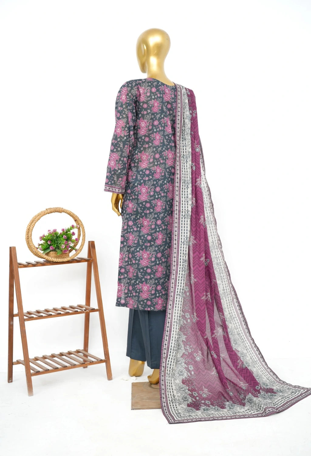 Binsaeed Printed Three piece LSM 0477