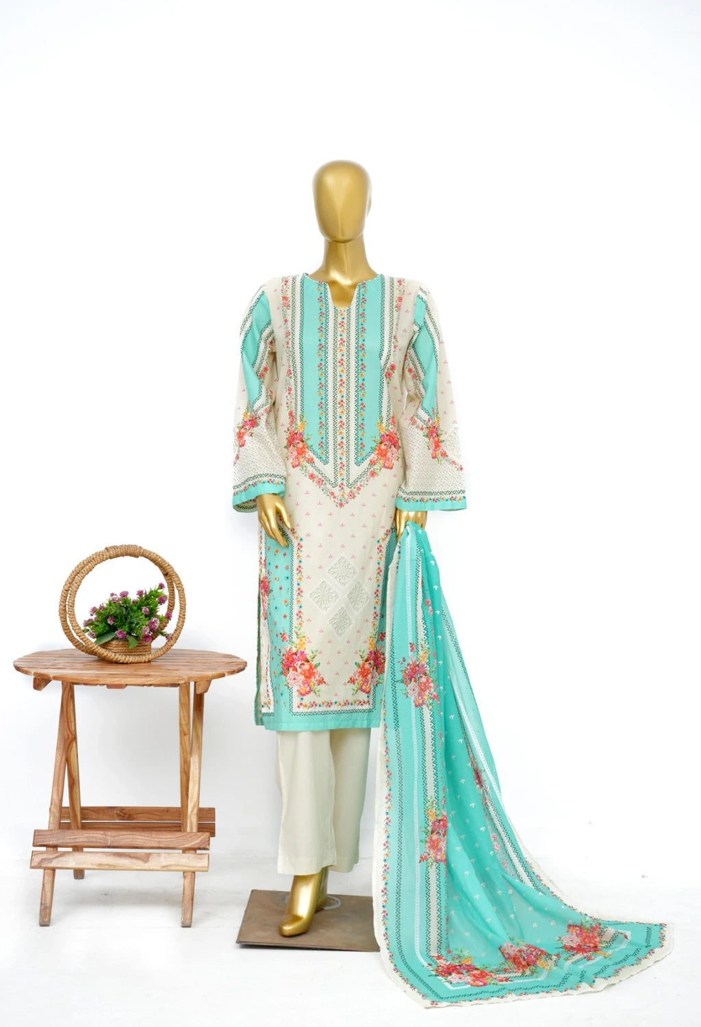 Binsaeed Printed Three piece LSM 0385