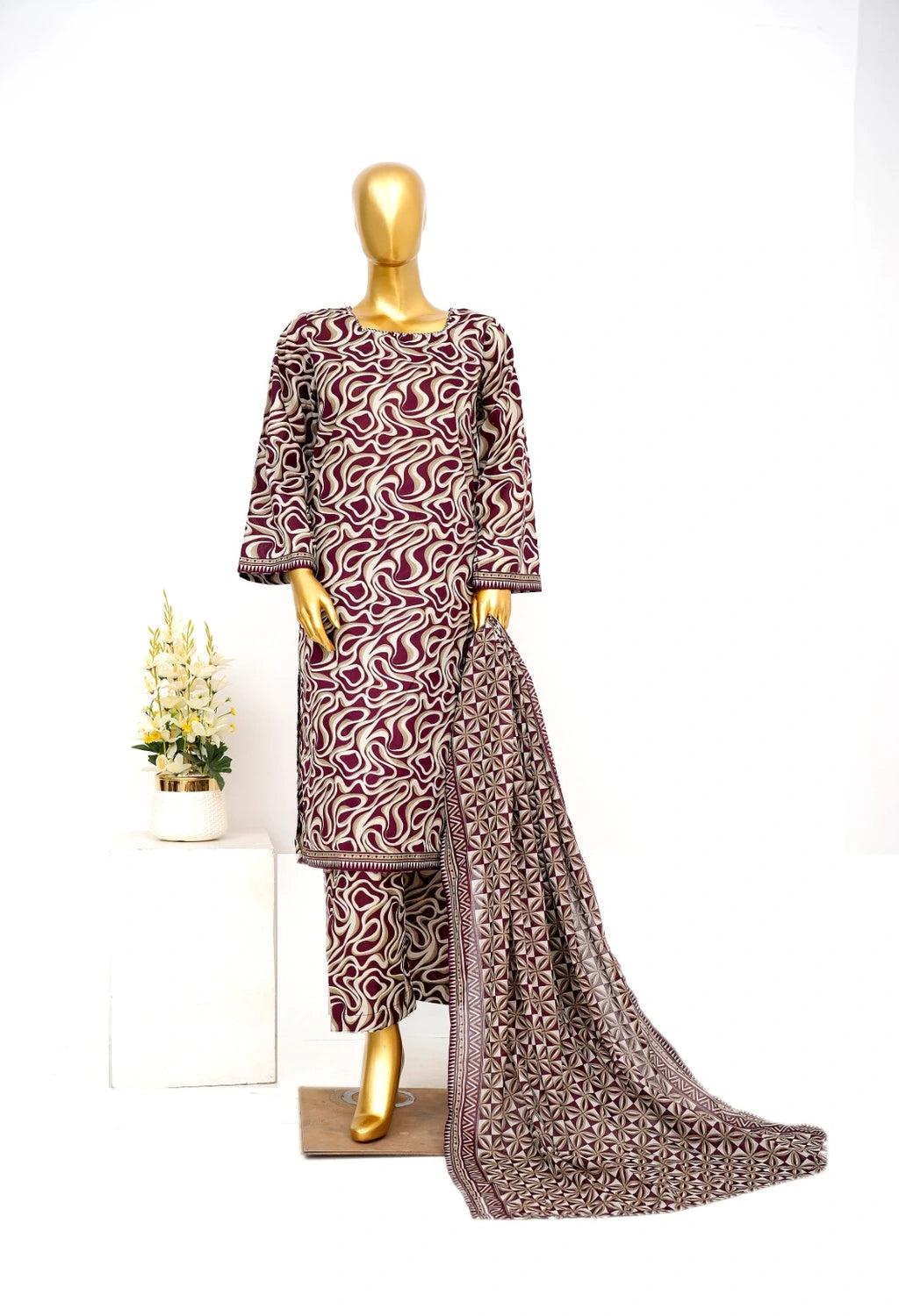 Binsaeed Printed Three piece LSM 0602
