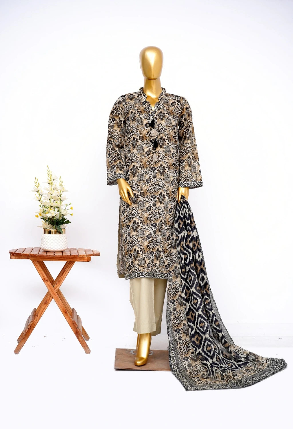 Binsaeed Printed Three piece LSM 0435