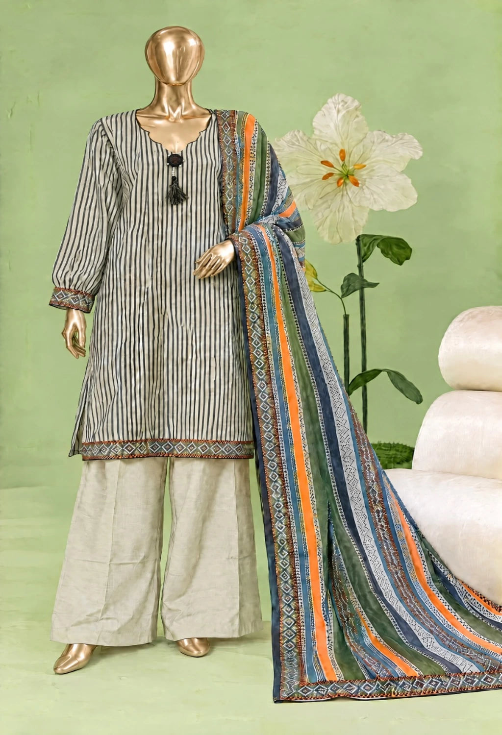 Bin Saeed Printed Khaddar Three Piece