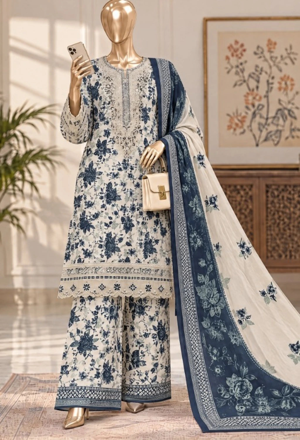 BIN SAEED EXCLUSIVE PRINTED 3PC SATAISH COLLECTION