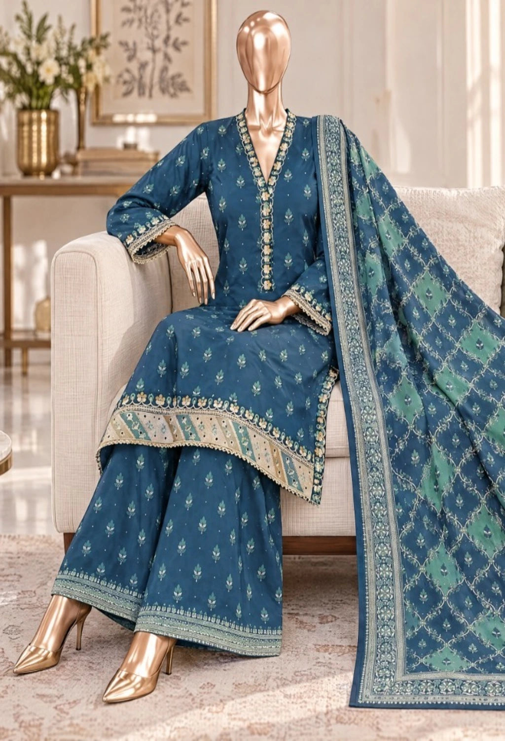 BIN SAEED EXCLUSIVE PRINTED 3PC SATAISH COLLECTION