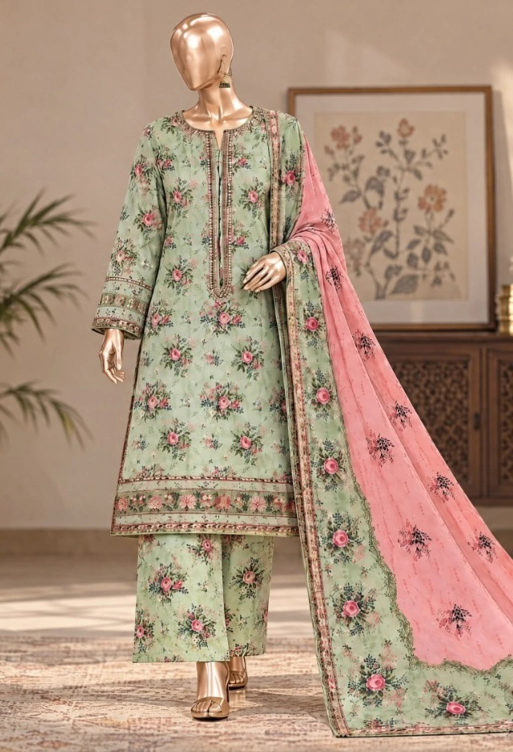 BIN SAEED EXCLUSIVE PRINTED 3PC SATAISH COLLECTION