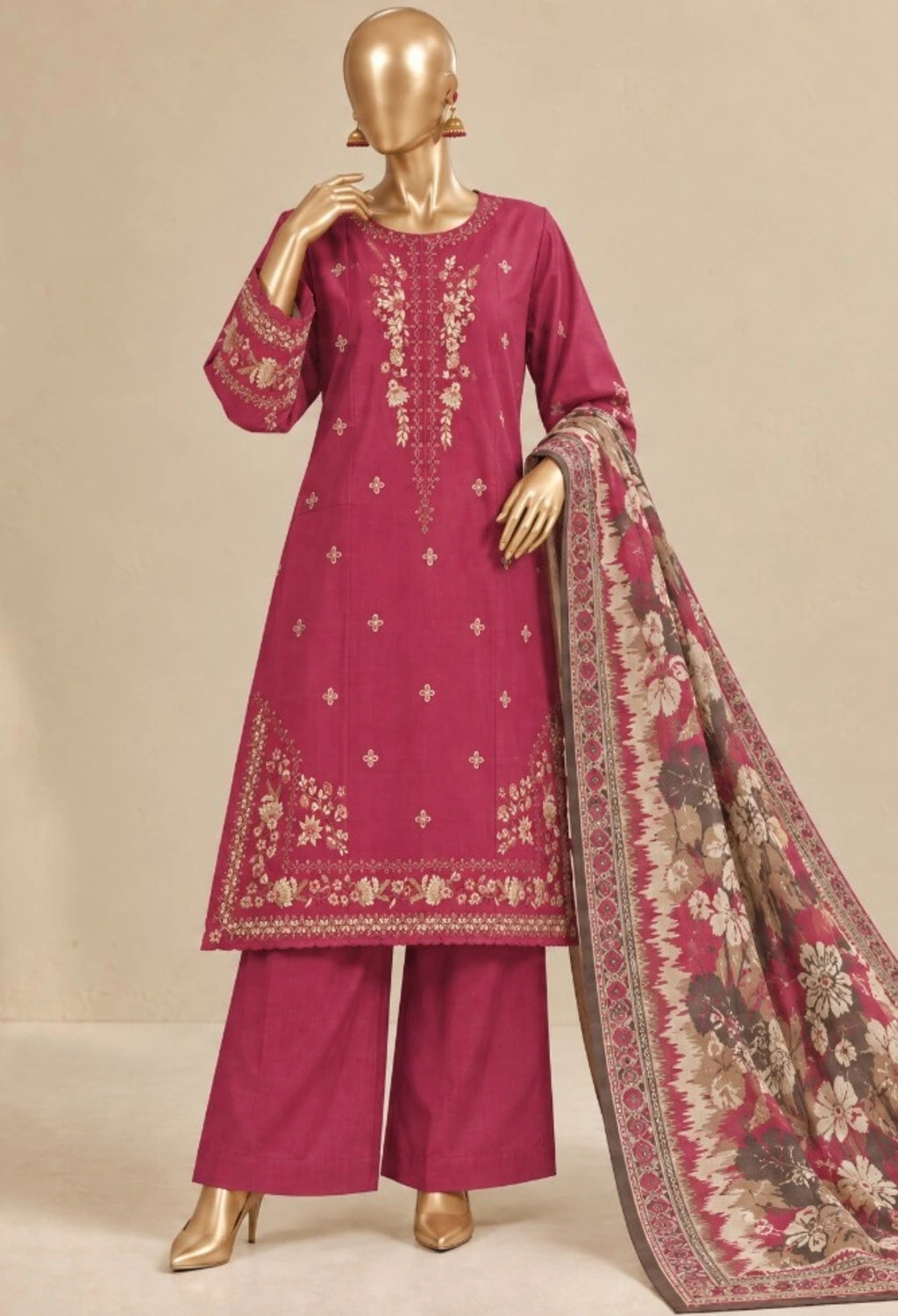 BIN SAEED EMBROIDERED 3PC KHADDAR KAWISH COLLECTION