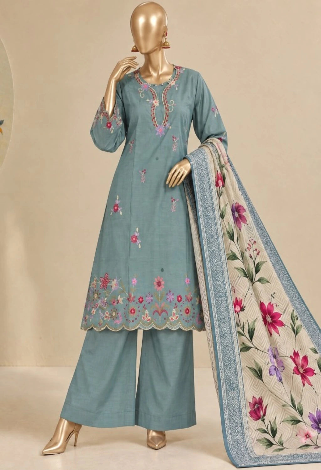 BIN SAEED EMBROIDERED 3PC KHADDAR KAWISH COLLECTION