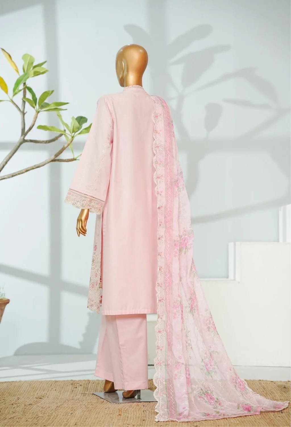 BinsaeedLawn Embroided 3pc (D-51-A)