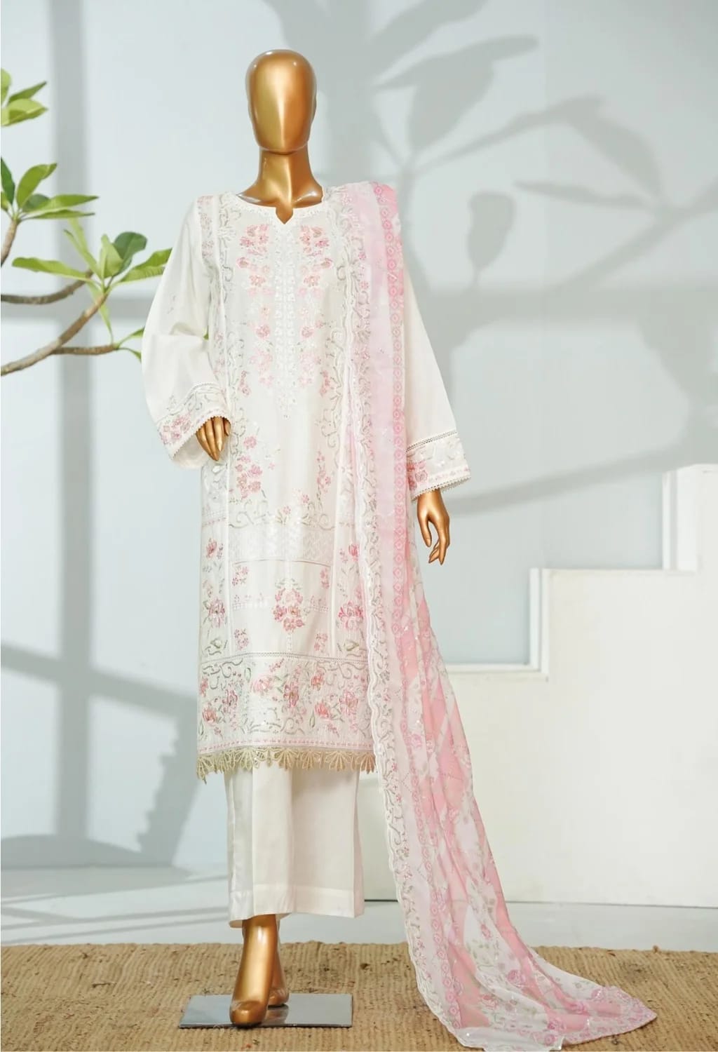 BinsaeedLawn Embroided 3pc (D-63-Z)