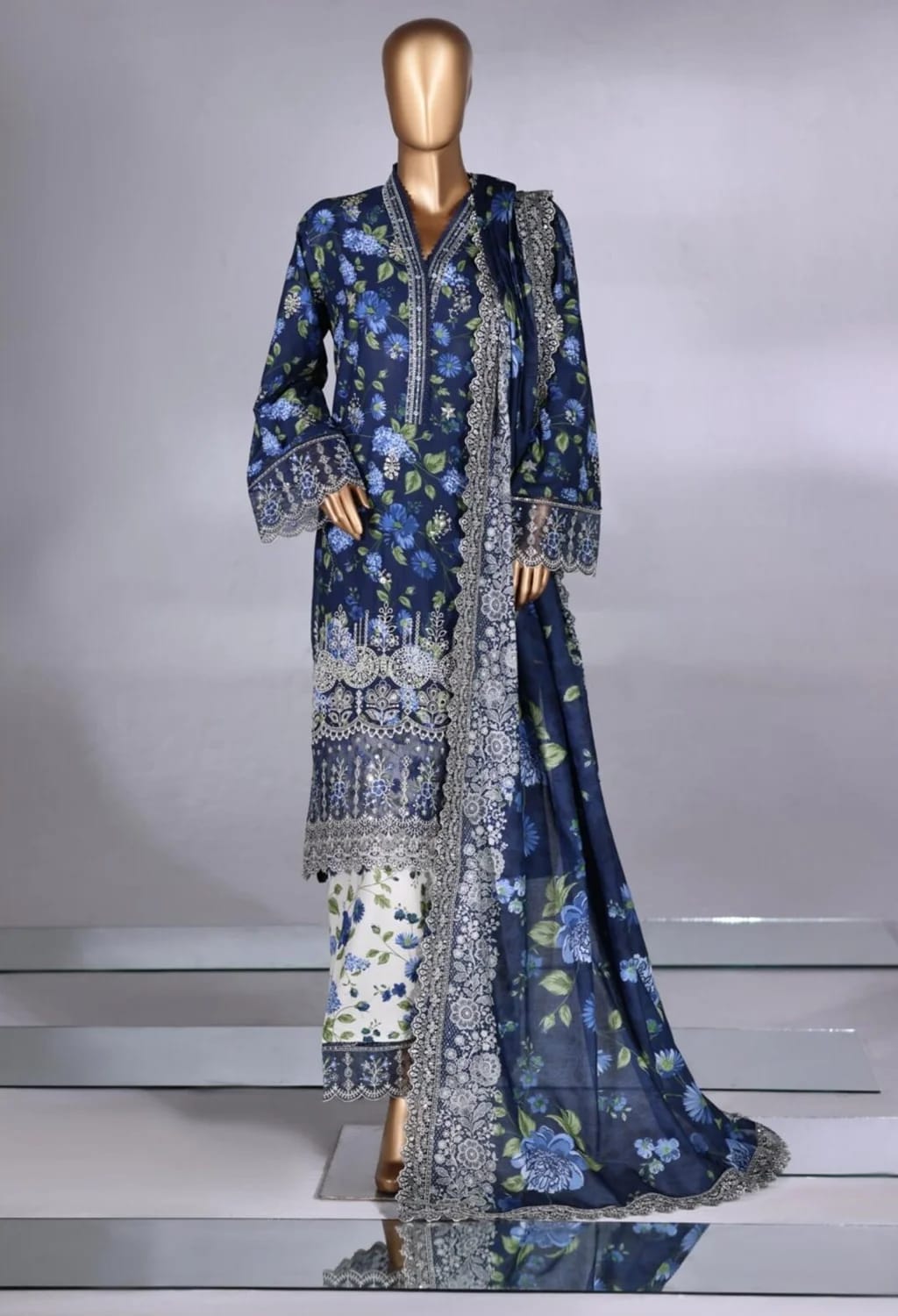 Binsaeed Lawn Embroided 3pc (NSM0192)