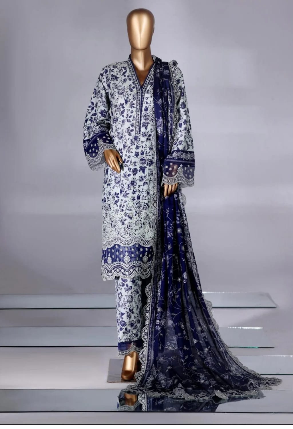 Binsaeed Lawn Embroided 3pc (NSM0187)