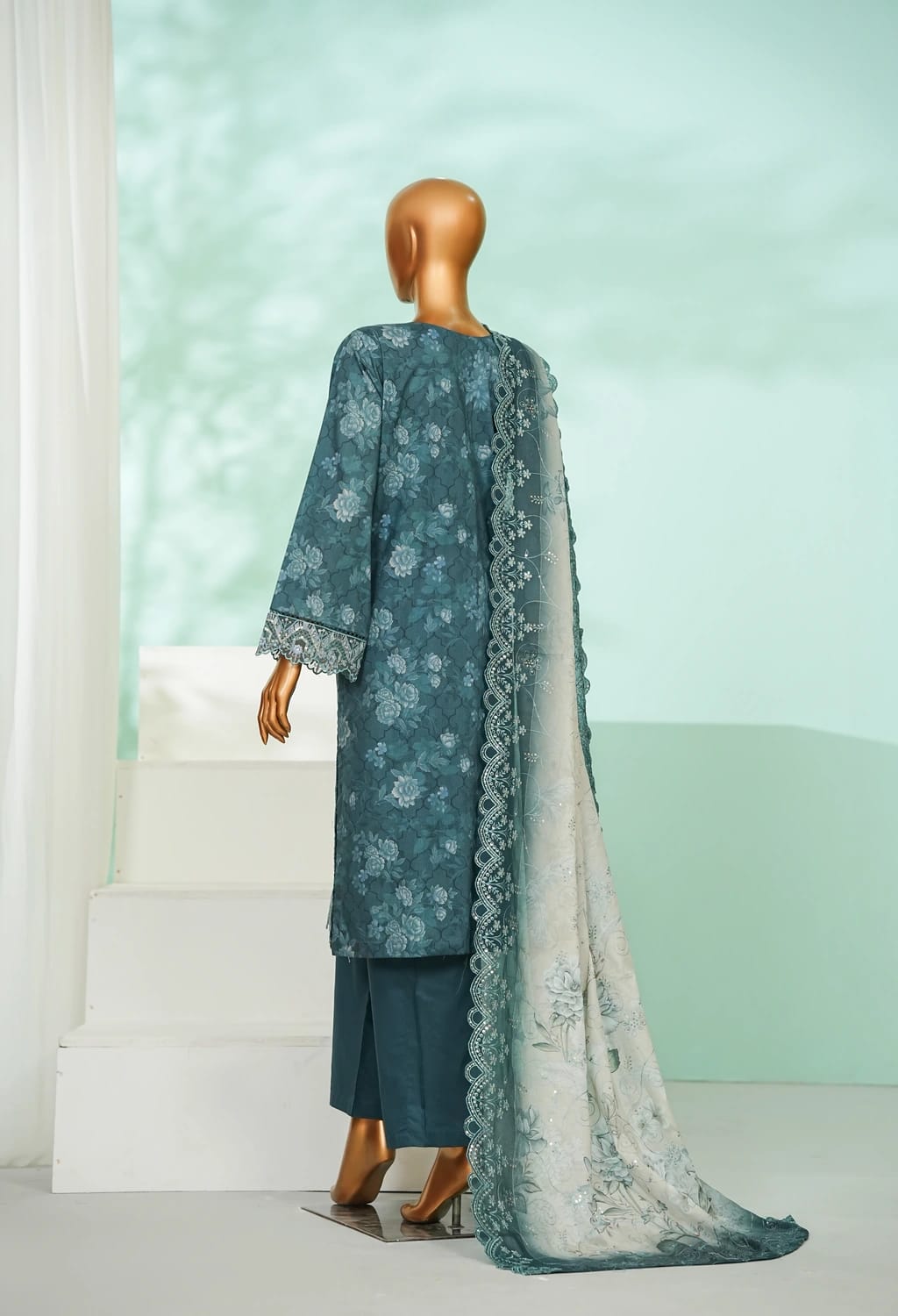 Binsaeed Lawn Embroided 3pc (Wc076)