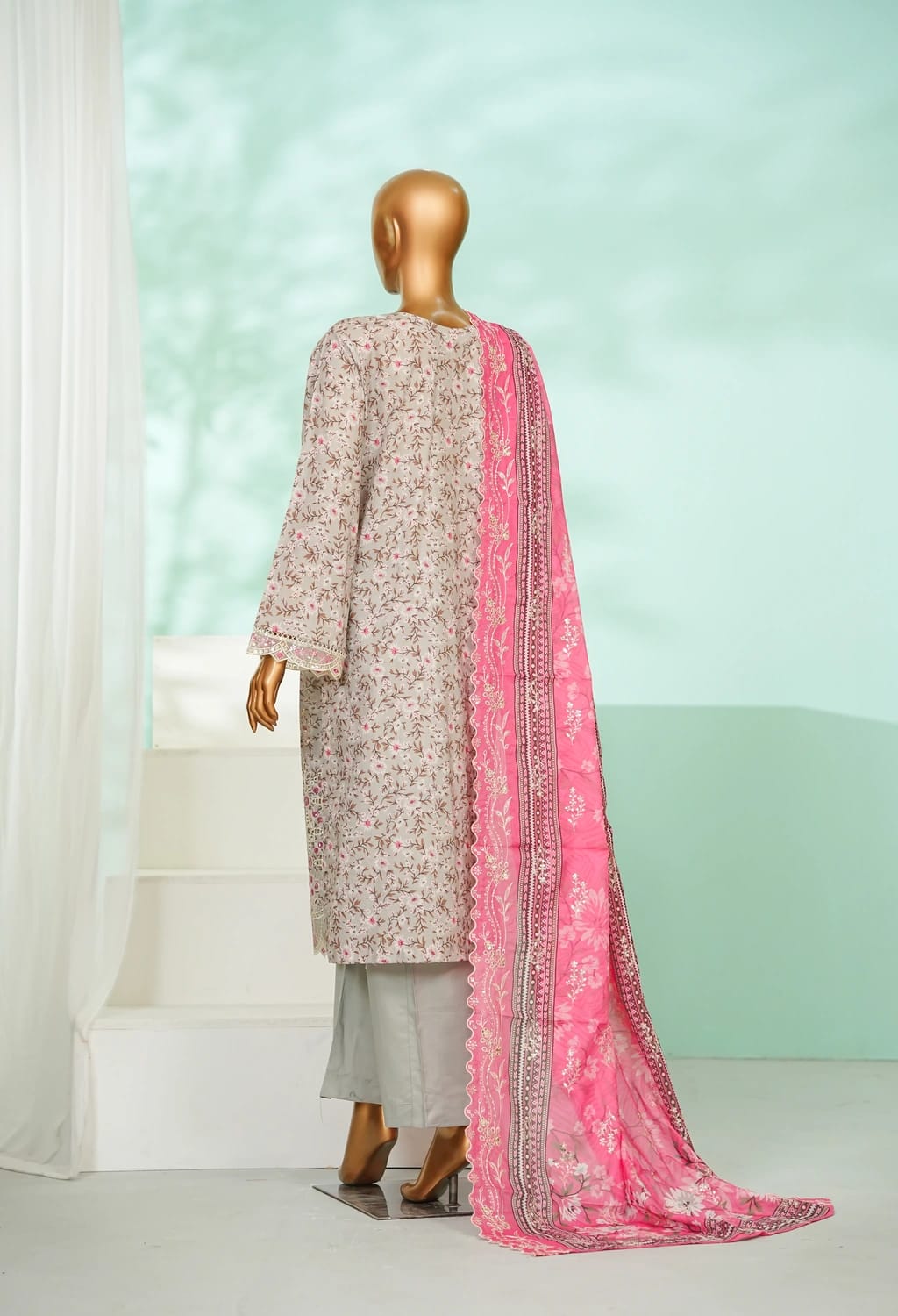 Binsaeed Lawn Embroided 3pc (Wc088)