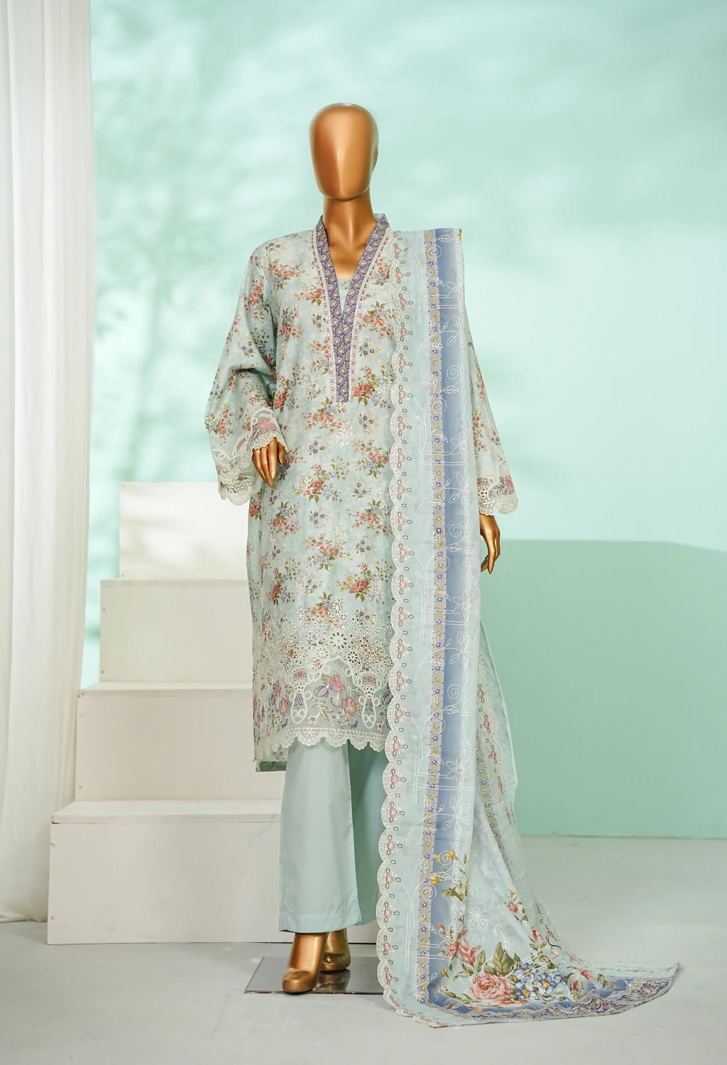 Binsaeed Lawn Embroided 3pc (Wc080)