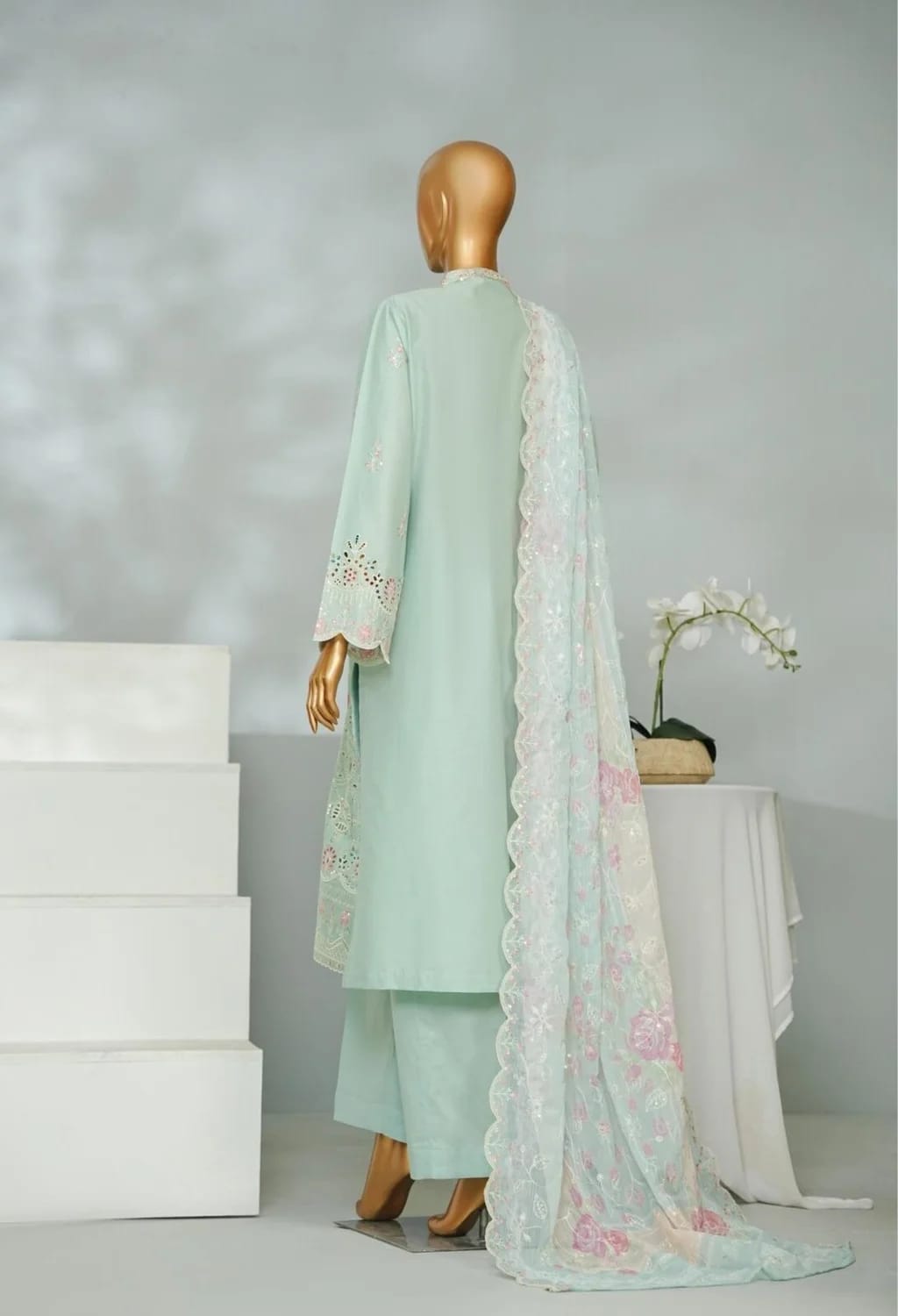 BinsaeedLawn Embroided 3pc (D-62-B)