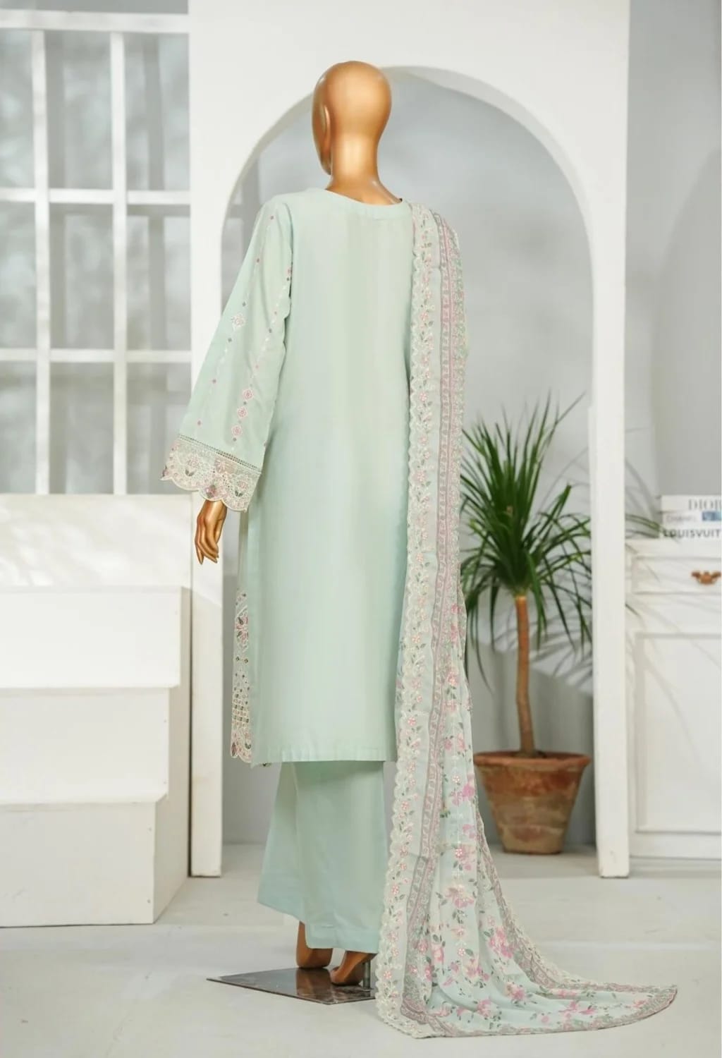BinsaeedLawn Embroided 3pc (D-62-A)
