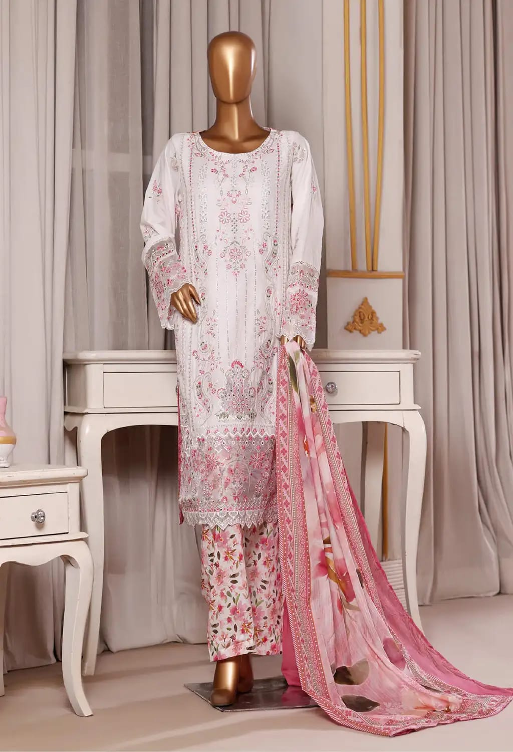 Binsaeed Lawn Embroided 3pc (NSM0149)