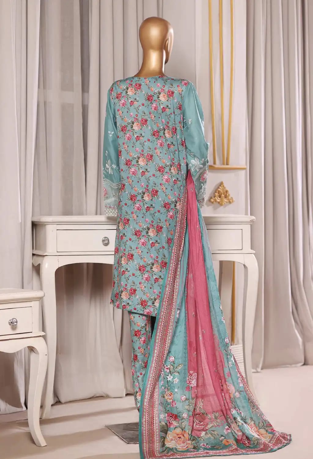 Binsaeed Lawn Embroided 3pc (NSM047)