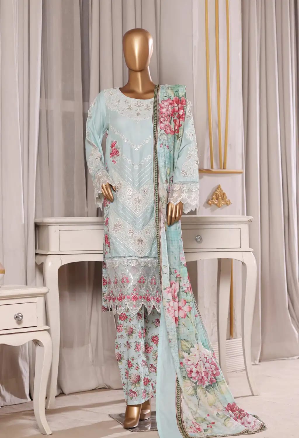 Binsaeed Lawn Embroided 3pc (NSM0165)