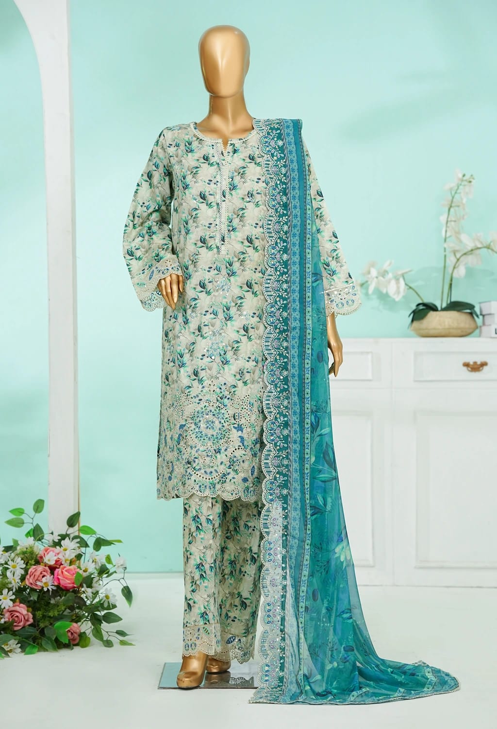 Binsaeed Lawn Embroided 3pc (WC 66)
