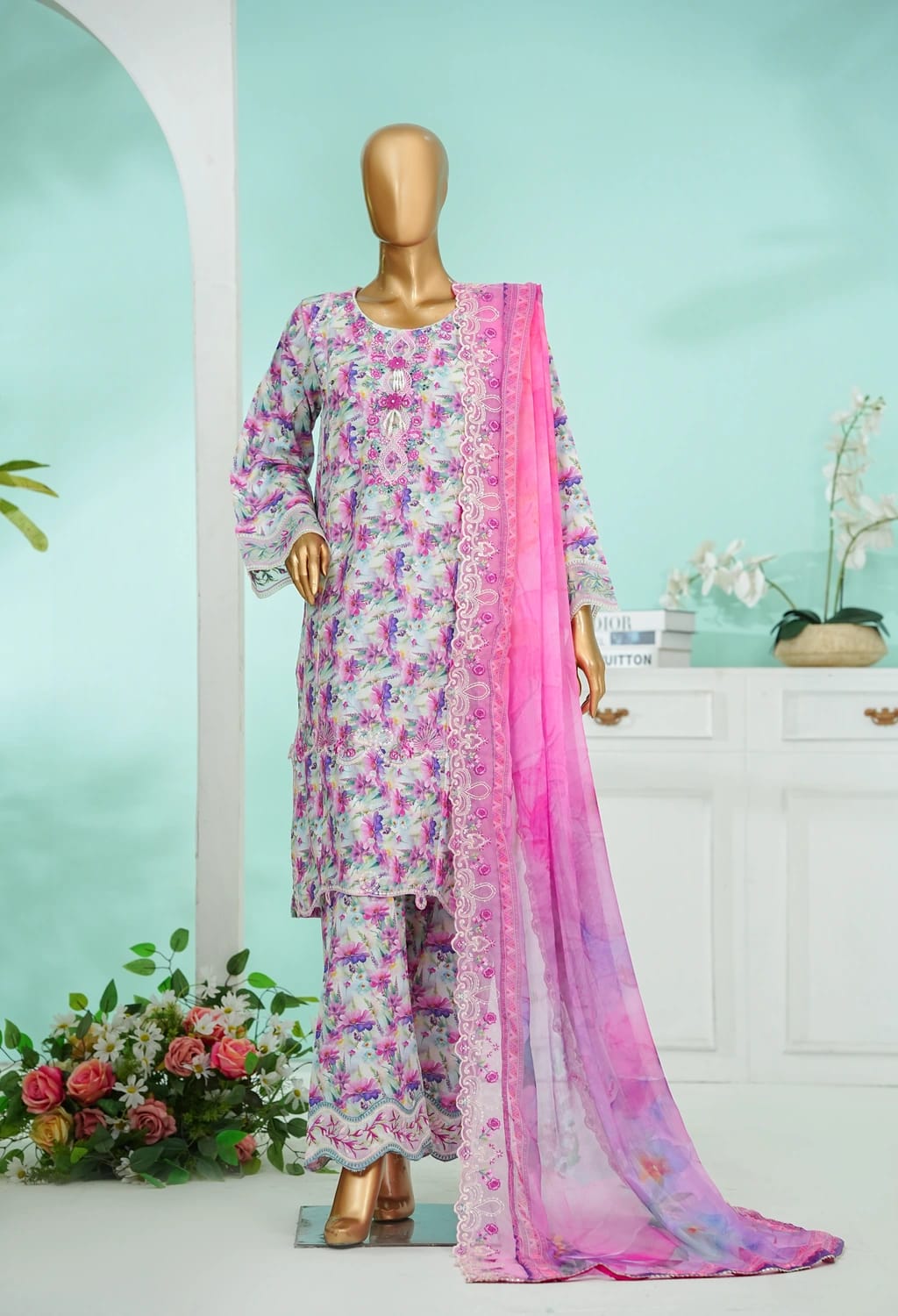 Binsaeed Lawn Embroided 3pc (WC 63)