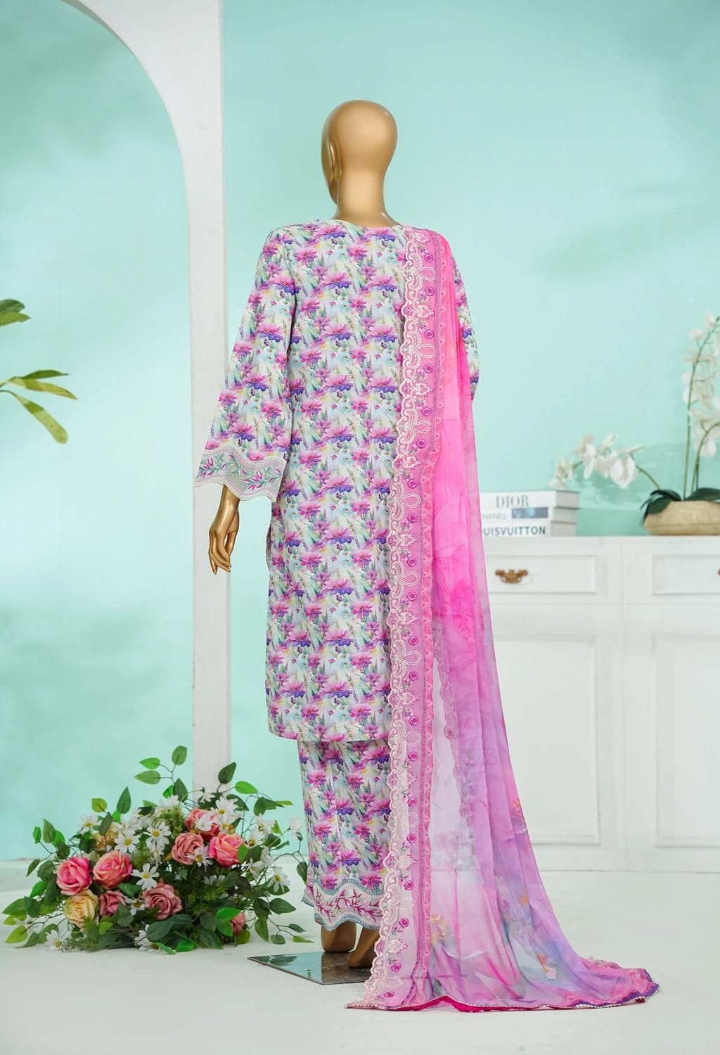 Binsaeed Lawn Embroided 3pc (WC 63)