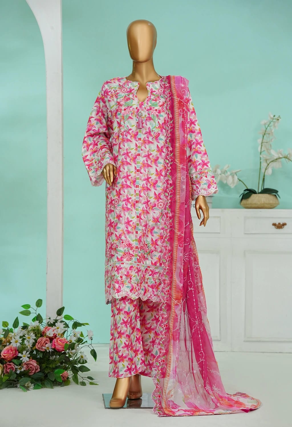 Binsaeed Lawn Embroided 3pc (WC 69)