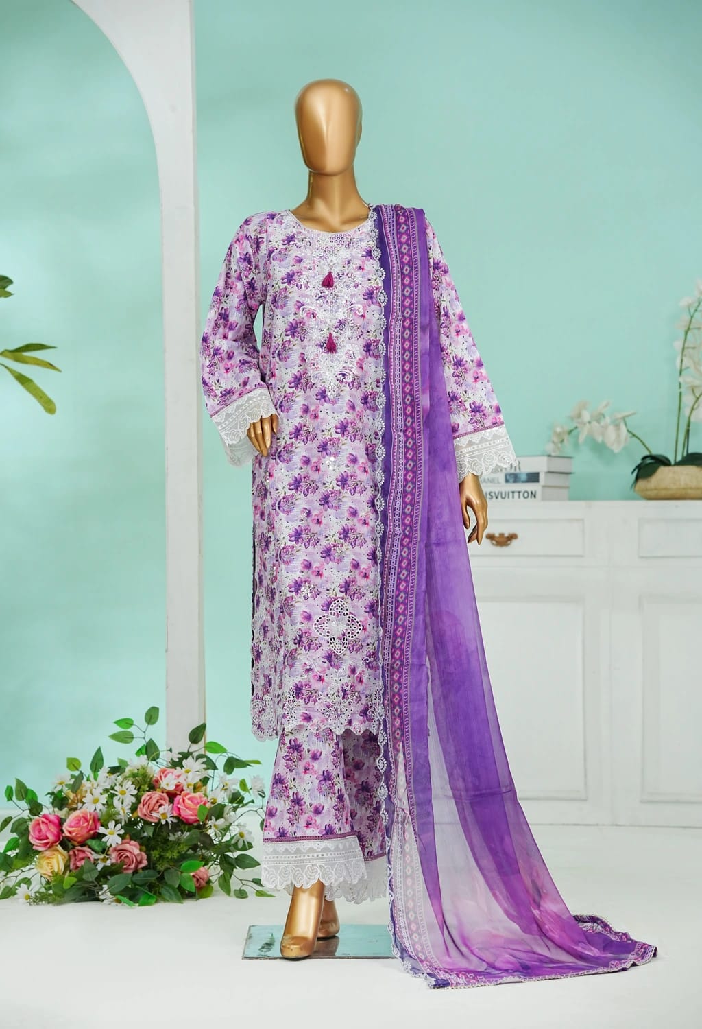 Binsaeed Lawn Embroided 3pc (WC 70)