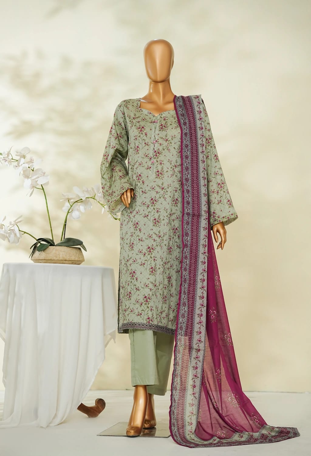 Binsaeed Lawn Printed 3pc (LSM107)