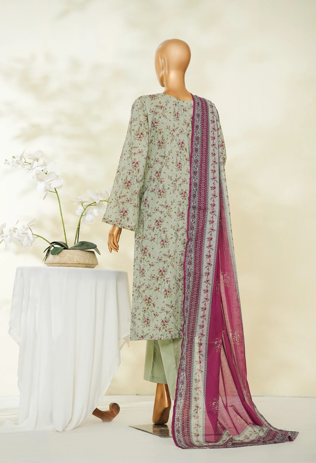 Binsaeed Lawn Printed 3pc (LSM107)